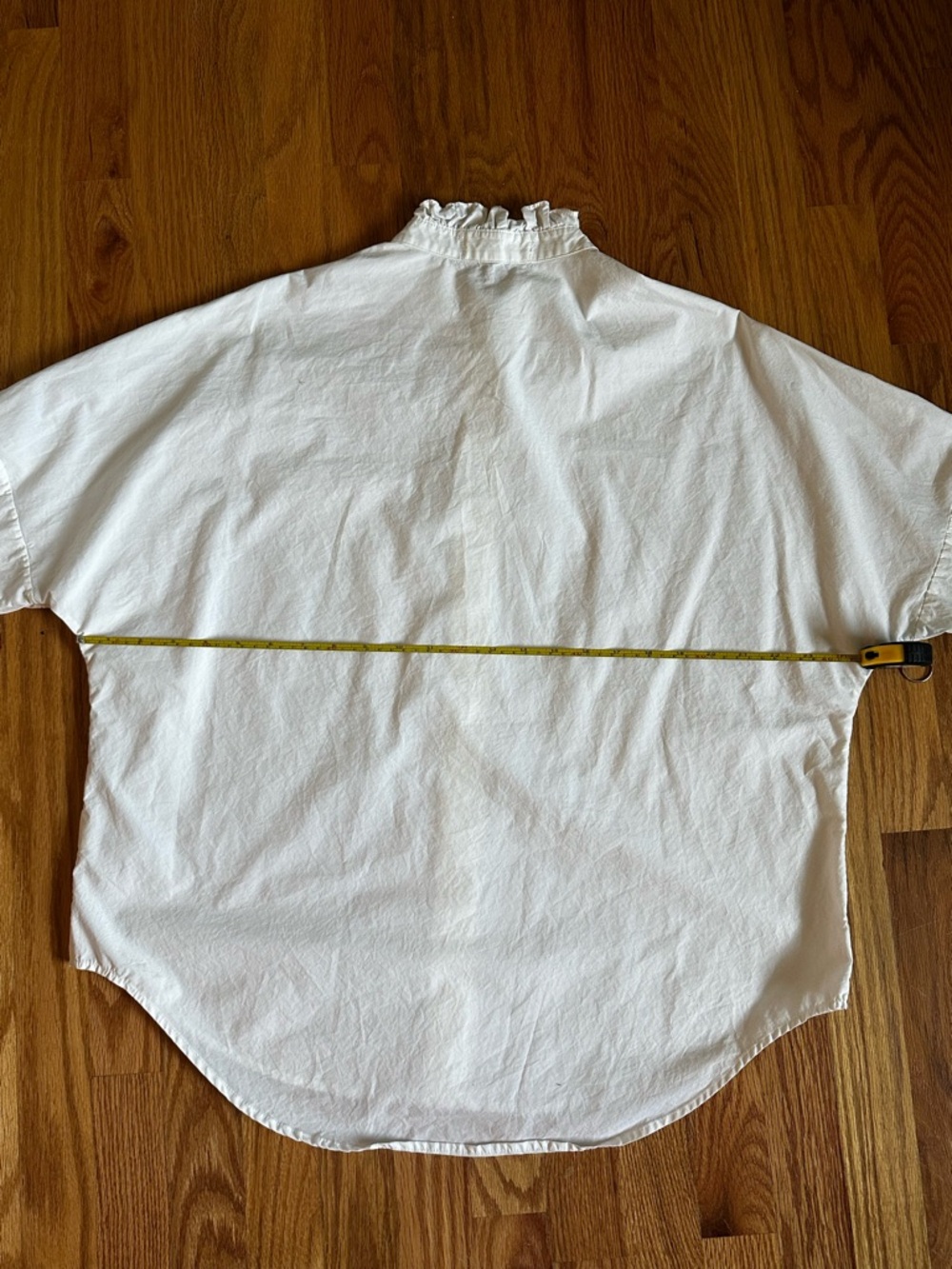 Alex Mill Easy Ruffle Wash and Go Collared Shirt in White Poplin - Picture 6 of 6